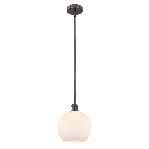 Innovations Athens 10in 1-Light Mini Pendant | Industrial Oil Rubbed Bronze Steel and Matte White Glass | Kitchen Island & | Model 616-1S-OB-G121-10