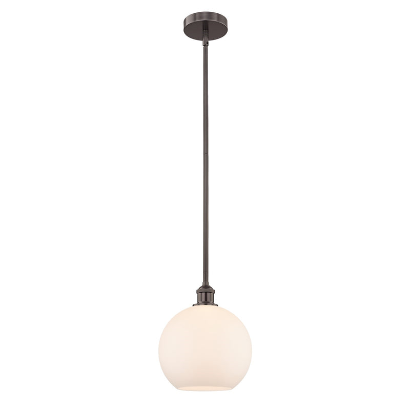 Innovations Athens 10in 1-Light Mini Pendant | Industrial Oil Rubbed Bronze Steel and Matte White Glass | Kitchen Island & | Model 616-1S-OB-G121-10-LED