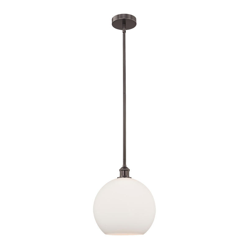 Innovations Athens 12in 1-Light Mini Pendant | Industrial Oil Rubbed Bronze Steel and Matte White Glass | Kitchen Island & | Model 616-1S-OB-G121-12-LED