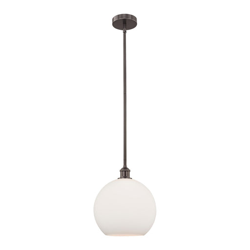 Innovations Athens 12in 1-Light Mini Pendant | Industrial Oil Rubbed Bronze Steel and Matte White Glass | Kitchen Island & | Model 616-1S-OB-G121-12-LED