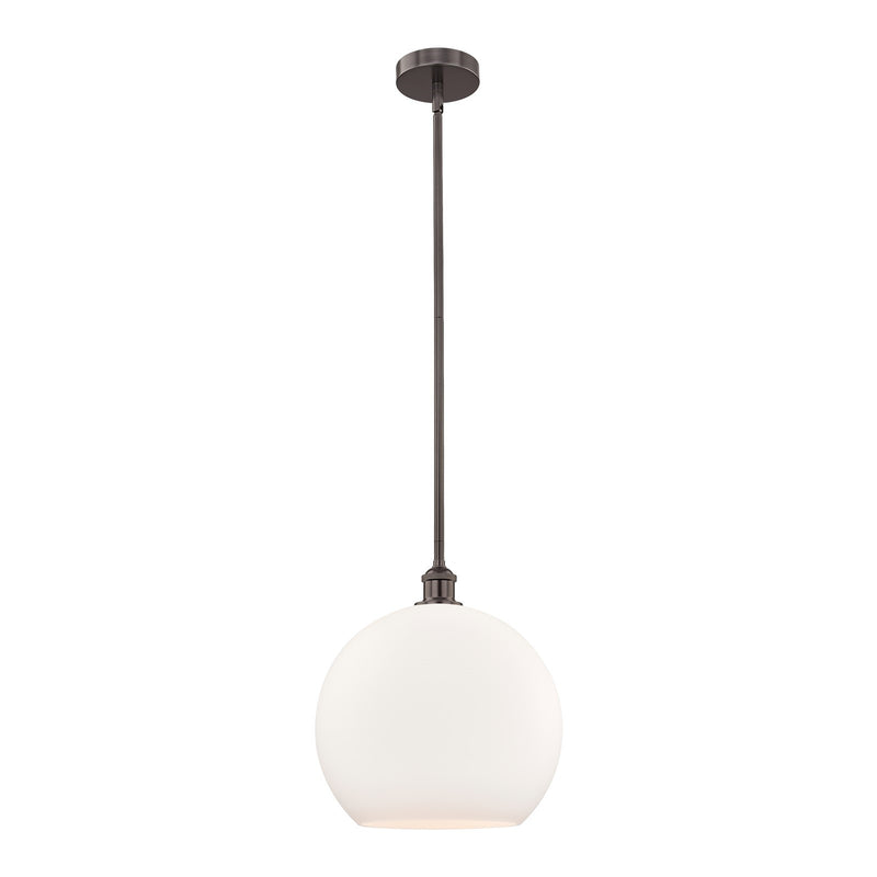 Innovations Athens 14in 1-Light Pendant | Industrial Oil Rubbed Bronze Steel and Matte White Glass | Kitchen Island & Dining | Model 616-1S-OB-G121-14-LED