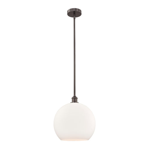 Innovations Athens 14in 1-Light Pendant | Industrial Oil Rubbed Bronze Steel and Matte White Glass | Kitchen Island & Dining | Model 616-1S-OB-G121-14-LED