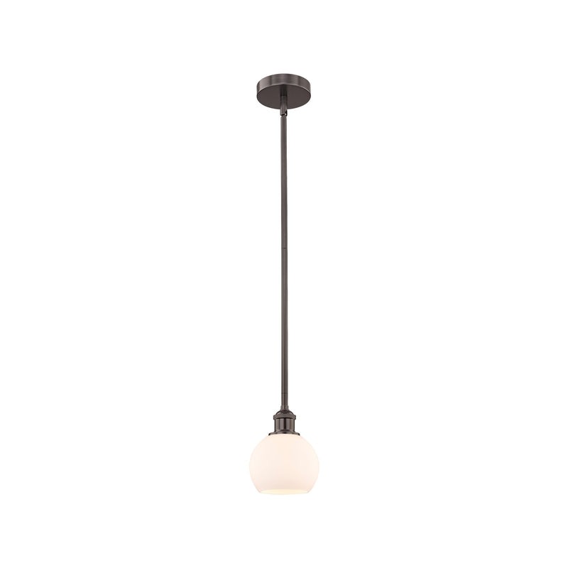 Innovations Athens 6in 1-Light Mini Pendant | Industrial Oil Rubbed Bronze Steel and Matte White Glass | Kitchen Island & Dining | Model 616-1S-OB-G121-6