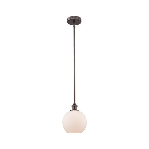 Innovations Athens 8in 1-Light Mini Pendant | Industrial Oil Rubbed Bronze Steel and Matte White Frosted Glass | Kitchen Island & | Model 616-1S-OB-G121-8