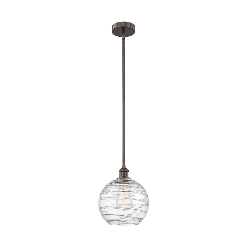 Innovations Athens Deco Swirl 10in 1-Light Mini Pendant | Industrial Oil Rubbed Bronze Steel and Clear Glass | Kitchen Island | Model 616-1S-OB-G1213-10CL