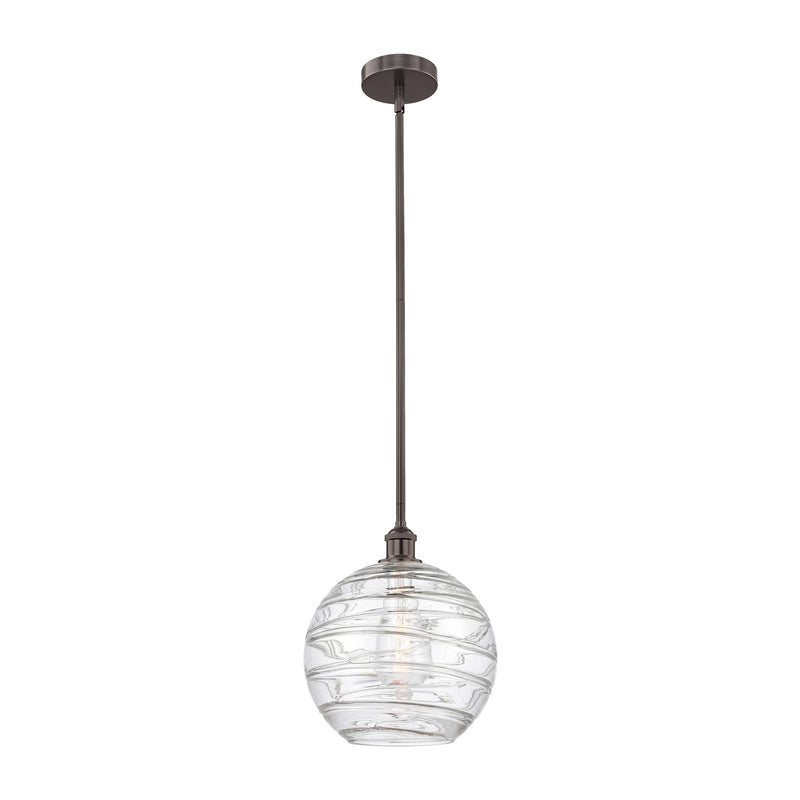 Innovations Athens Deco Swirl 12in 1-Light Mini Pendant | Industrial Oil Rubbed Bronze Steel and Clear Glass | Kitchen Island | Model 616-1S-OB-G1213-12CL