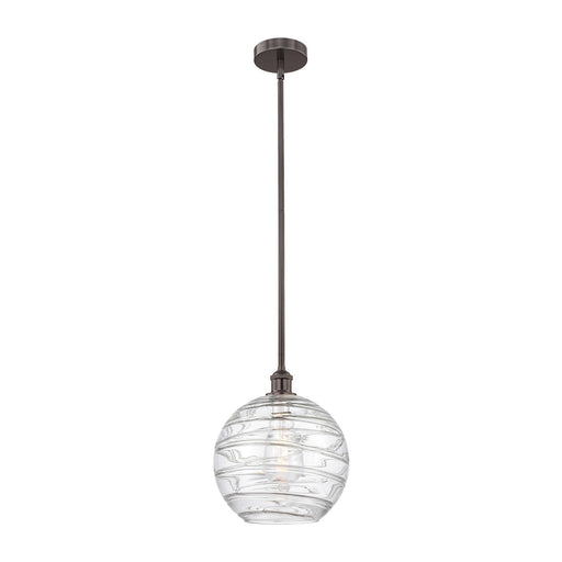 Innovations Athens Deco Swirl 12in 1-Light Mini Pendant | Industrial Oil Rubbed Bronze Steel and Clear Glass | Kitchen Island | Model 616-1S-OB-G1213-12CL
