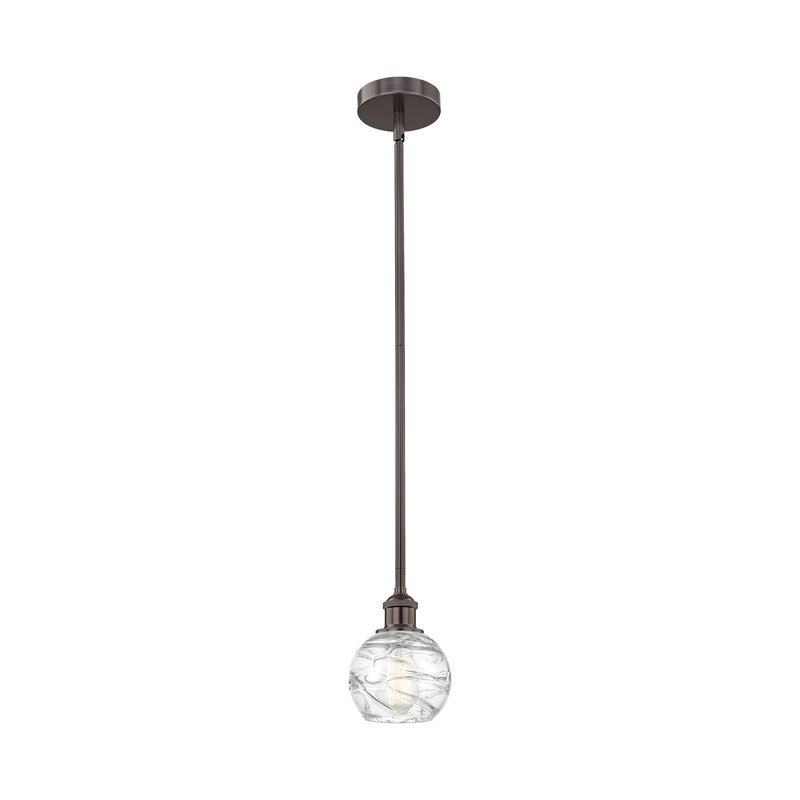 Innovations Athens Deco Swirl 6in 1-Light Mini Pendant | Industrial Oil Rubbed Bronze Steel and Clear Glass | Kitchen Island & | Model 616-1S-OB-G1213-6CL