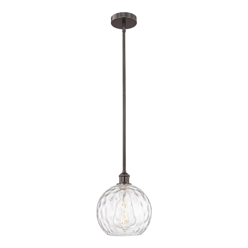 Innovations Athens Water Glass 10in 1-Light Mini Pendant | Industrial Oil Rubbed Bronze Steel and Clear Glass | Kitchen Island | Model 616-1S-OB-G1215-10