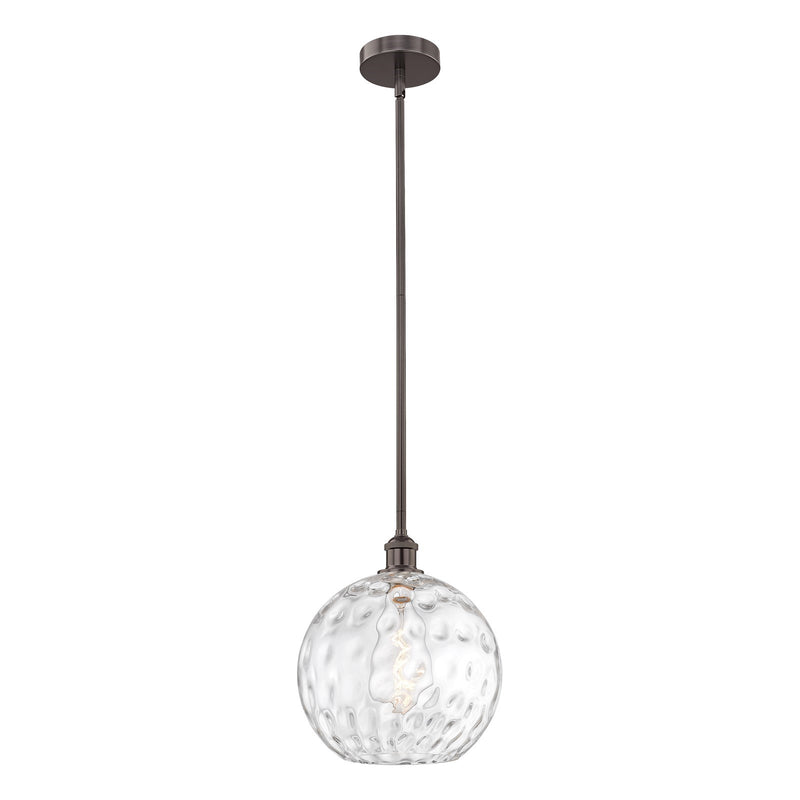 Innovations Athens Water Glass 12in 1-Light Mini Pendant | Industrial Oil Rubbed Bronze and Clear Glass | Kitchen Island & | Model 616-1S-OB-G1215-12-LED