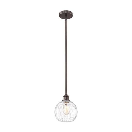 Innovations Athens Water Glass 8in 1-Light Mini Pendant | Industrial Oil Rubbed Bronze Steel and Clear Glass | Kitchen | Model 616-1S-OB-G1215-8-LED