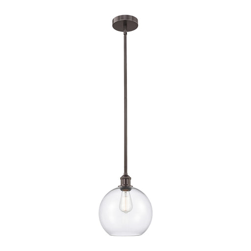 Innovations Athens 10in 1-Light Mini Pendant | Industrial Oil Rubbed Bronze Steel and Clear Glass | Kitchen Island & Dining | Model 616-1S-OB-G122-10-LED