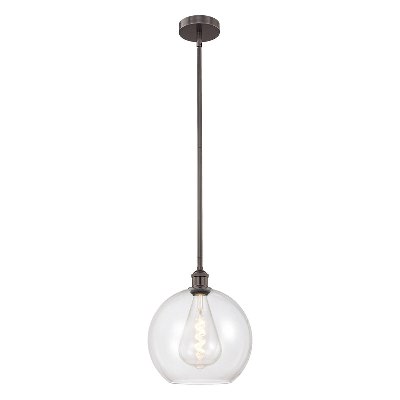 Innovations Athens 12in 1-Light Mini Pendant | Industrial Oil Rubbed Bronze Steel and Clear Glass | Kitchen Island & Dining Room | Model 616-1S-OB-G122-12