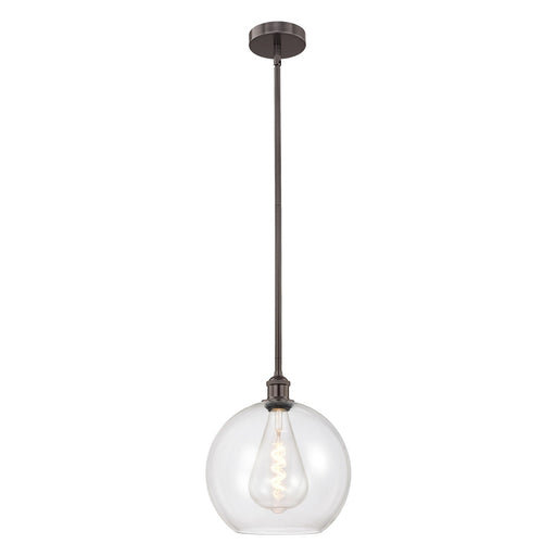 Innovations Athens 12in 1-Light Mini Pendant | Industrial Oil Rubbed Bronze Steel and Clear Glass | Kitchen Island & Dining | Model 616-1S-OB-G122-12-LED
