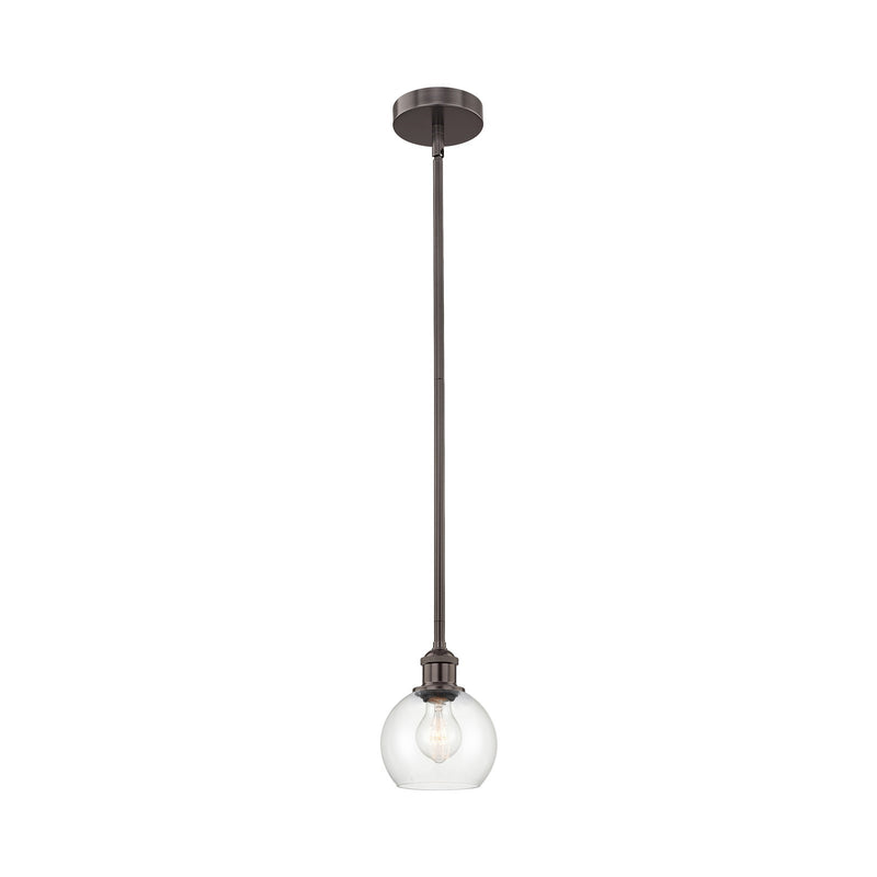 Innovations Athens 6in 1-Light Mini Pendant | Industrial Oil Rubbed Bronze Steel and Clear Glass | Kitchen Island & Dining | Model 616-1S-OB-G122-6-LED