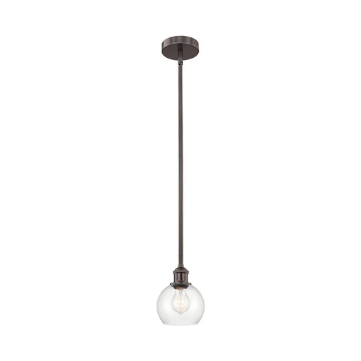 Innovations Athens 6in 1-Light Mini Pendant | Industrial Oil Rubbed Bronze Steel and Clear Glass | Kitchen Island & Dining | Model 616-1S-OB-G122-6-LED