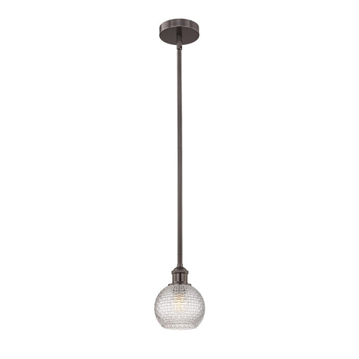 Innovations Athens 6in 1-Light Mini Pendant | Modern Farmhouse Oil Rubbed Bronze Steel and Clear Basket Weave Glass | Kitchen | Model 616-1S-OB-G122C-6CL