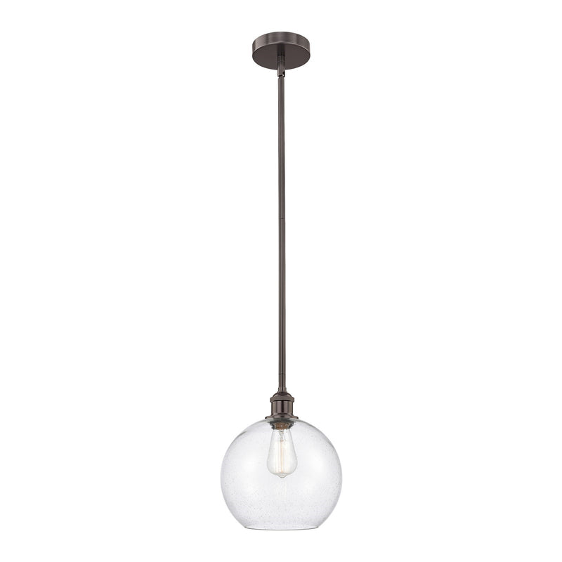 Innovations Athens 10in 1-Light Mini Pendant | Industrial Oil Rubbed Bronze Steel and Seedy Glass | Kitchen Island & Dining | Model 616-1S-OB-G124-10-LED