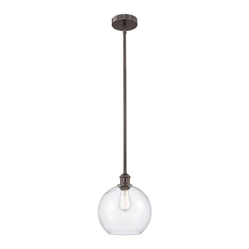 Innovations Athens 10in 1-Light Mini Pendant | Industrial Oil Rubbed Bronze Steel and Seedy Glass | Kitchen Island & Dining | Model 616-1S-OB-G124-10-LED