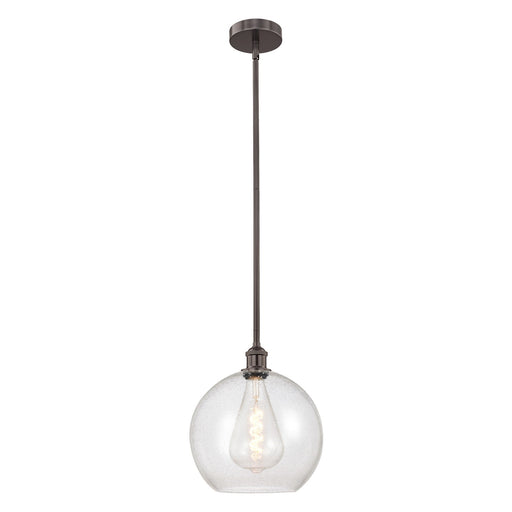 Innovations Athens 12in 1-Light Mini Pendant | Industrial Oil Rubbed Bronze Steel and Seedy Glass | Kitchen Island & Dining Room | Model 616-1S-OB-G124-12