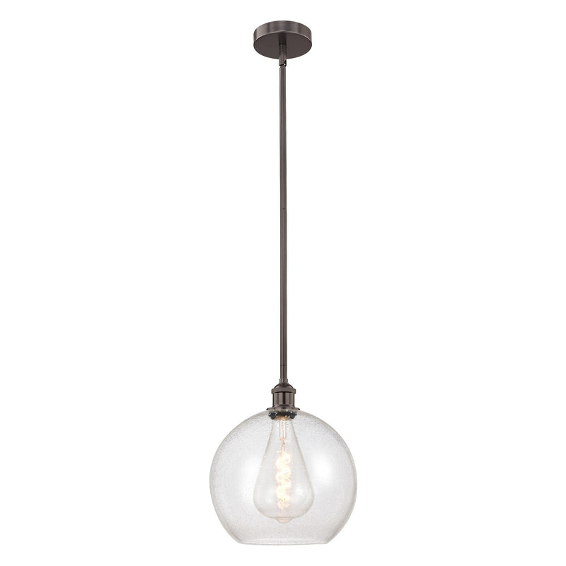 Innovations Athens 12in 1-Light Mini Pendant | Industrial Oil Rubbed Bronze Steel and Seedy Glass | Kitchen Island & Dining | Model 616-1S-OB-G124-12-LED