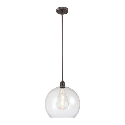 Innovations Athens 14in 1-Light Pendant | Industrial Oil Rubbed Bronze Steel and Seedy Glass | Kitchen Island & Dining Room | Model 616-1S-OB-G124-14