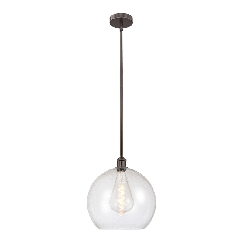 Innovations Athens 14in 1-Light Pendant | Industrial Oil Rubbed Bronze Steel and Seedy Glass | Kitchen Island & Dining Room | Model 616-1S-OB-G124-14-LED