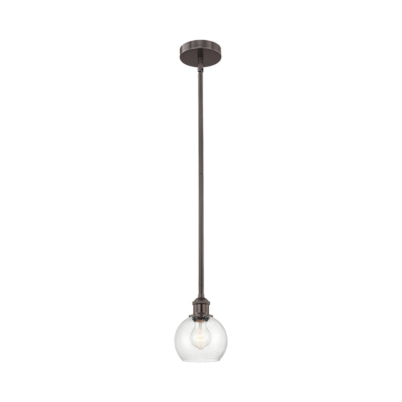 Innovations Athens 6in 1-Light Mini Pendant | Industrial Oil Rubbed Bronze Steel and Seedy Glass | Kitchen Island & Dining Room | Model 616-1S-OB-G124-6