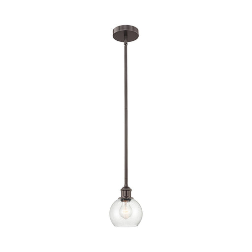 Innovations Athens 6in 1-Light Mini Pendant | Industrial Oil Rubbed Bronze Steel and Seedy Glass | Kitchen Island & Dining | Model 616-1S-OB-G124-6-LED