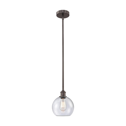 Innovations Athens 8in 1-Light Mini Pendant | Industrial Oil Rubbed Bronze Steel and Seedy Glass | Kitchen Island & Dining | Model 616-1S-OB-G124-8-LED
