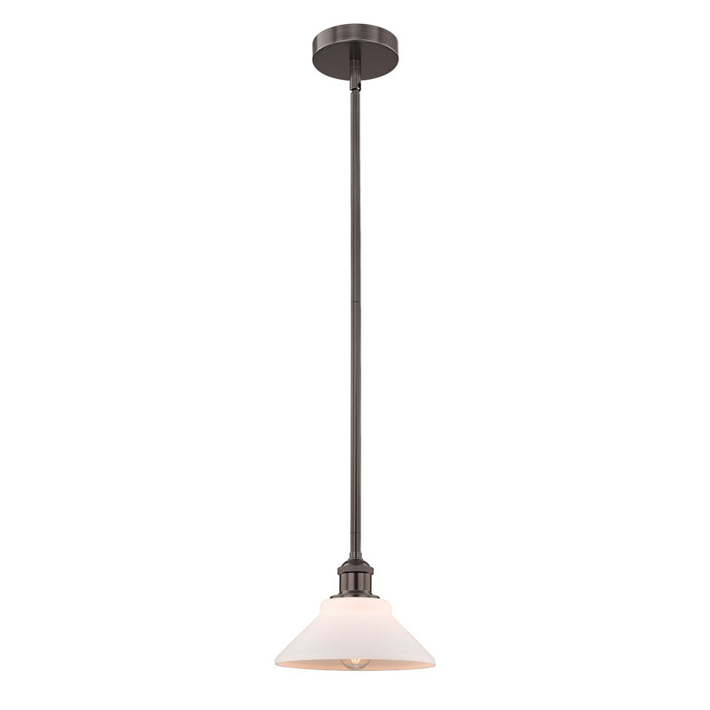 Innovations Orwell 8in 1-Light Mini Pendant | Industrial Oil Rubbed Bronze Steel and Matte White Glass | Kitchen Island & | Model 616-1S-OB-G131-LED
