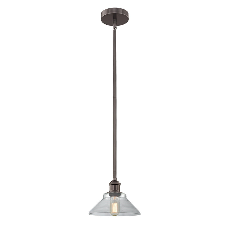 Innovations Orwell 8in 1-Light Mini Pendant | Industrial Oil Rubbed Bronze Steel and Clear Glass | Kitchen Island & Dining Room | Model 616-1S-OB-G132-LED