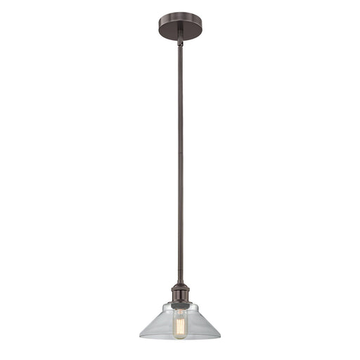 Innovations Orwell 8in 1-Light Mini Pendant | Industrial Oil Rubbed Bronze Steel and Clear Glass | Kitchen Island & Dining Room | Model 616-1S-OB-G132-LED