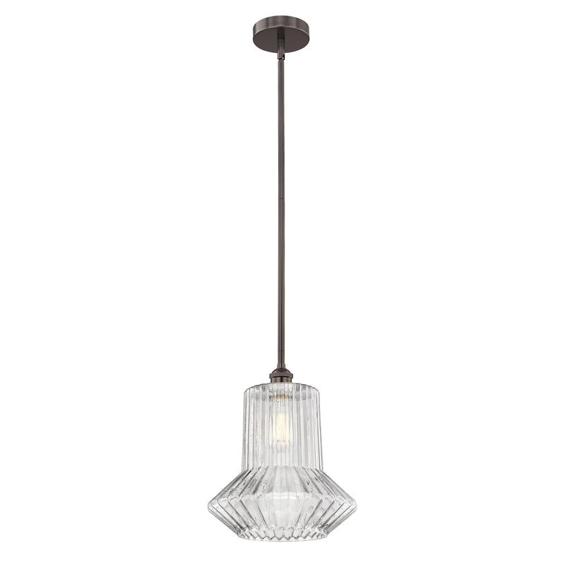Innovations Springwater 12in 1-Light Mini Pendant | Art Nouveau Oil Rubbed Bronze Steel and Clear Fluted Glass | Kitchen Island & | Model 616-1S-OB-G212