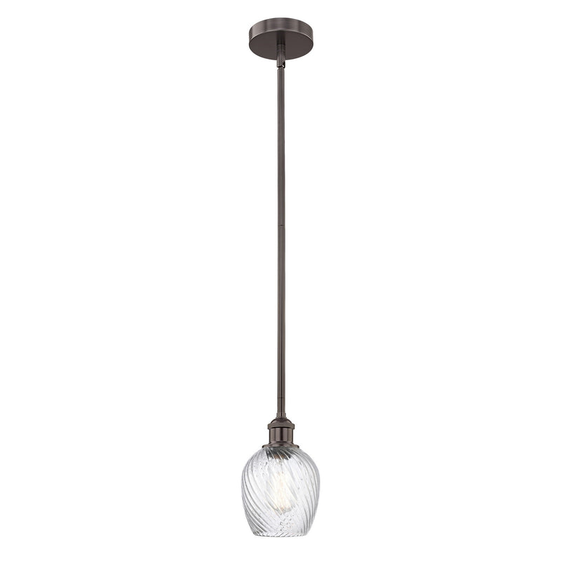Innovations Salina 6in 1-Light Mini Pendant | Industrial Oil Rubbed Bronze Steel and Clear Spiral Fluted Glass | Kitchen Island & | Model 616-1S-OB-G292