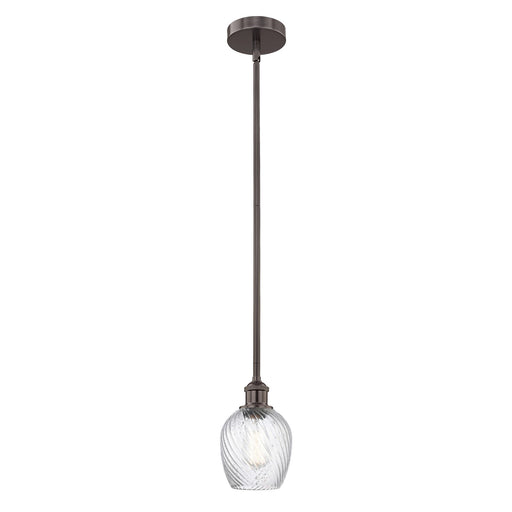 Innovations Salina 6in 1-Light Mini Pendant | Industrial Oil Rubbed Bronze Steel and Clear Spiral Fluted Glass | Kitchen Island | Model 616-1S-OB-G292-LED