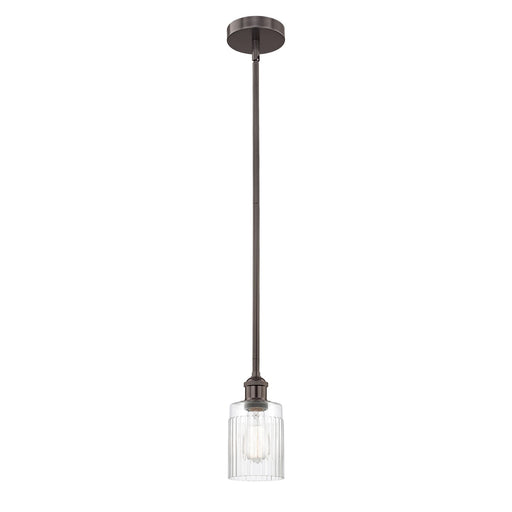 Innovations Hadley 1-Light Mini Pendant | Art Nouveau Oil Rubbed Bronze Steel and Clear Ribbed Glass | Kitchen Island & Dining Room | Model 616-1S-OB-G342