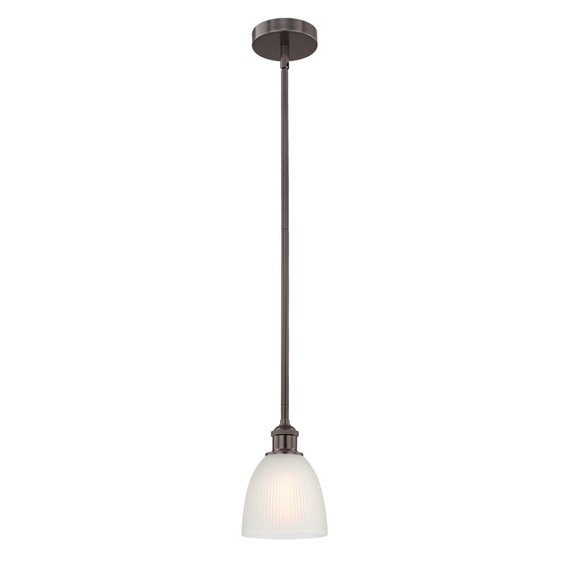 Innovations Castile 6in 1-Light Mini Pendant | Industrial Oil Rubbed Bronze Steel and White Glass | Kitchen Island & Dining | Model 616-1S-OB-G381-LED