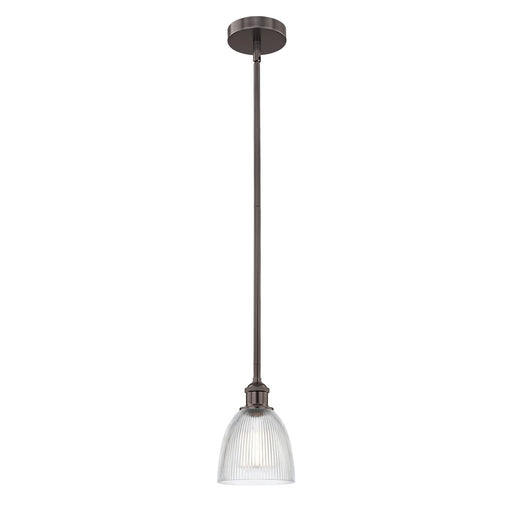 Innovations Castile 6in 1-Light Mini Pendant | Industrial Oil Rubbed Bronze Steel and Clear Glass | Kitchen Island & Dining | Model 616-1S-OB-G382-LED