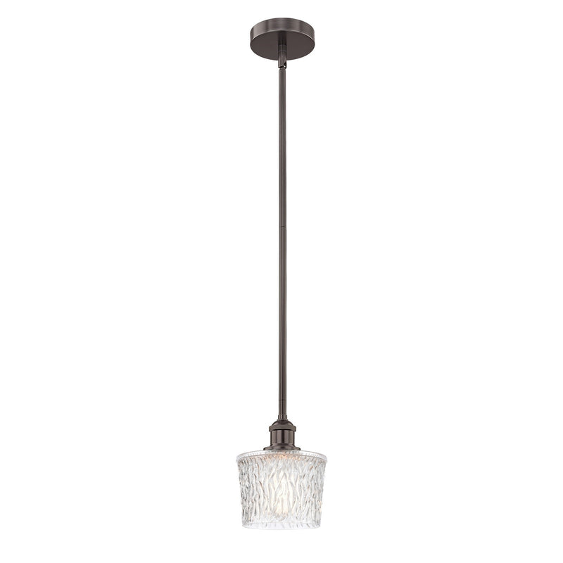 Innovations Niagara 7in 1-Light Mini Pendant | Industrial Oil Rubbed Bronze Steel and Clear Textured Glass | Kitchen Island & | Model 616-1S-OB-G402-LED