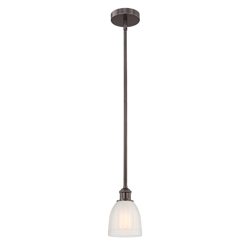Innovations Brookfield 6in 1-Light Mini Pendant | Industrial Oil Rubbed Bronze Steel and White Frosted Ribbed Glass | Kitchen | Model 616-1S-OB-G441-LED