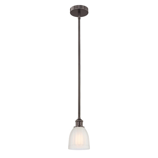 Innovations Brookfield 6in 1-Light Mini Pendant | Industrial Oil Rubbed Bronze Steel and White Frosted Ribbed Glass | Kitchen | Model 616-1S-OB-G441-LED