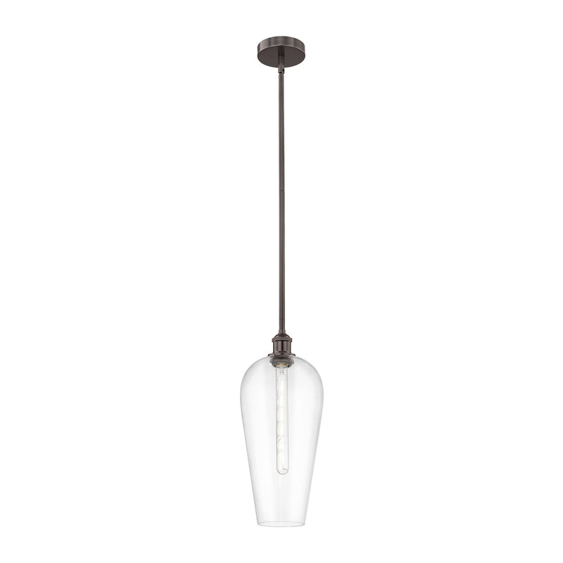 Innovations Chelsea 8in 1-Light Mini Pendant | Industrial Oil Rubbed Bronze Steel and Clear Glass | Kitchen Island & Dining | Model 616-1S-OB-G456-8CL