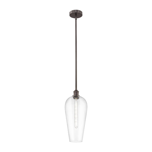Innovations Chelsea 8in 1-Light Mini Pendant | Industrial Oil Rubbed Bronze Steel and Clear Glass | Kitchen Island & Dining | Model 616-1S-OB-G456-8CL