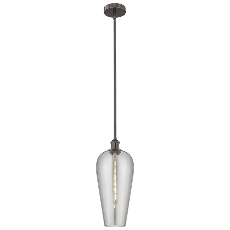 Innovations Chelsea 8in 1-Light Mini Pendant | Industrial Oil Rubbed Bronze Steel and Light Smoke Glass | Kitchen Island & | Model 616-1S-OB-G456-8SM