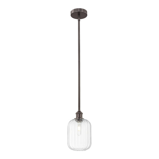 Innovations Preston Cylinder 7in 1-Light Mini Pendant | Industrial Oil Rubbed Bronze Steel and Clear Glass | Kitchen Island & | Model 616-1S-OB-G460-7CL