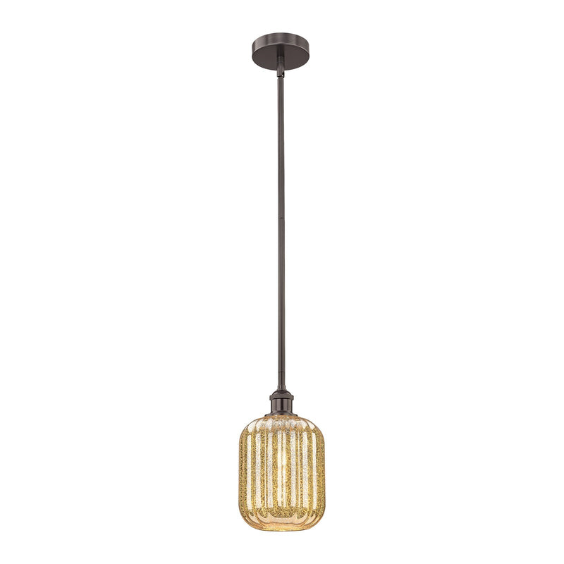 Innovations Preston Cylinder 7in 1-Light Mini Pendant | Industrial Oil Rubbed Bronze Steel and Mercury Glass | Kitchen Island & | Model 616-1S-OB-G460-7ME