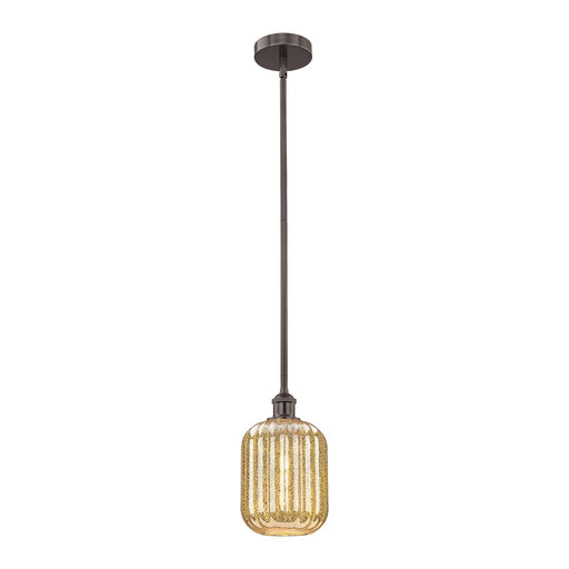 Innovations Preston Cylinder 7in 1-Light Mini Pendant | Industrial Oil Rubbed Bronze Steel and Mercury Glass | Kitchen Island & | Model 616-1S-OB-G460-7ME