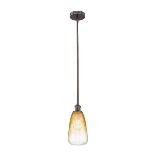 Innovations Brookhaven Almond 6in 1-Light Mini Pendant | Industrial Oil Rubbed Bronze Steel and Amber Glass | Kitchen Island & | Model 616-1S-OB-G480-6AM
