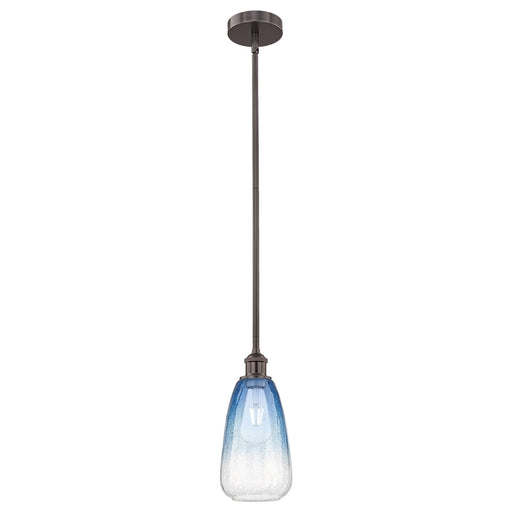 Innovations Brookhaven Almond 6in 1-Light Mini Pendant | Industrial Oil Rubbed Bronze Steel and Sapphire Blue Glass | Kitchen | Model 616-1S-OB-G480-6SB